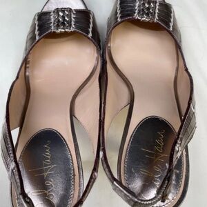 Cole Haan Metallic Woven Slingback Sandals - Silver